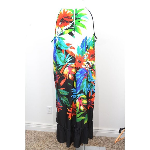 Signature Collection Plus Size 2X Floral Hawaiian Summer Tank Maxi Dress Colorfu - Picture 5 of 10